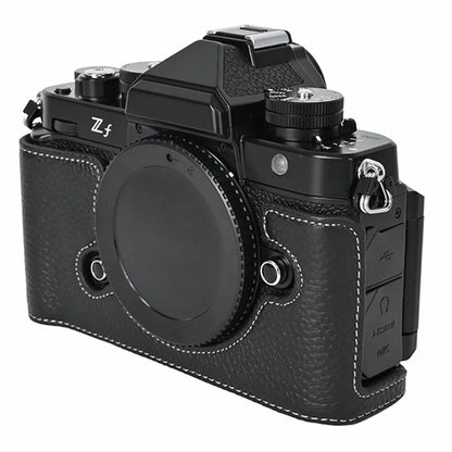 For Nikon Z f Genuine Cow Leather Bottom Case Half Camera Cover with Battery Opening