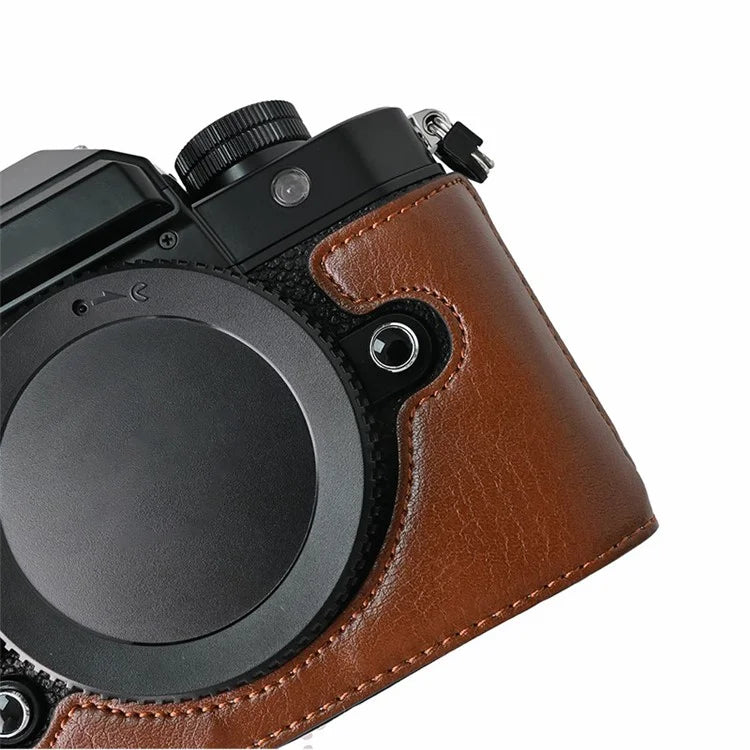 For Nikon Z f Tree Bark Leather Bottom Case Half Camera Cover with Battery Opening