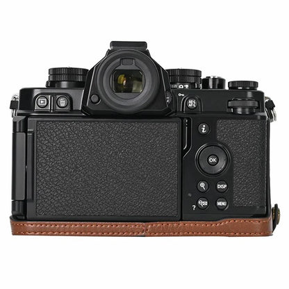 For Nikon Z f Tree Bark Leather Bottom Case Half Camera Cover with Battery Opening