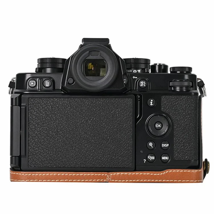 For Nikon Z f Tree Bark Leather Bottom Case Half Camera Cover with Battery Opening