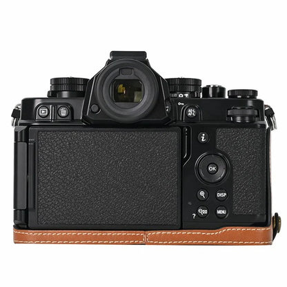 For Nikon Z f Tree Bark Leather Bottom Case Half Camera Cover with Battery Opening