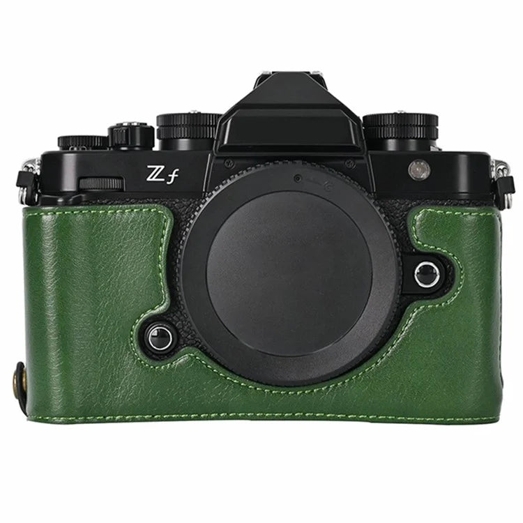 For Nikon Z f Tree Bark Leather Bottom Case Half Camera Cover with Battery Opening