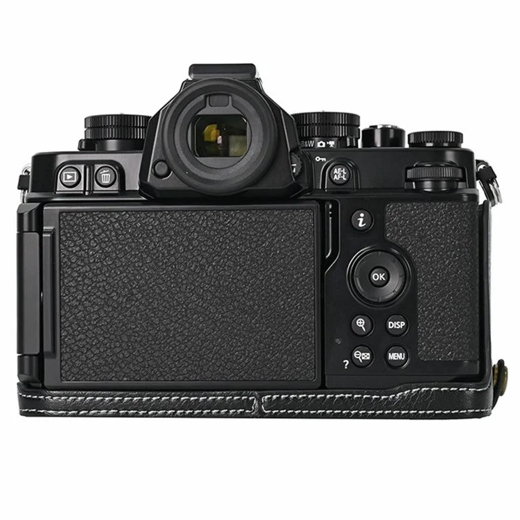 For Nikon Z f Tree Bark Leather Bottom Case Half Camera Cover with Battery Opening