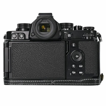 For Nikon Z f Tree Bark Leather Bottom Case Half Camera Cover with Battery Opening