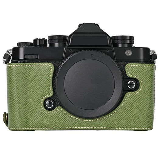For Nikon Z f Battery Opening Design Palm Texture PU Leather Camera Cover Half Body Bottom Case