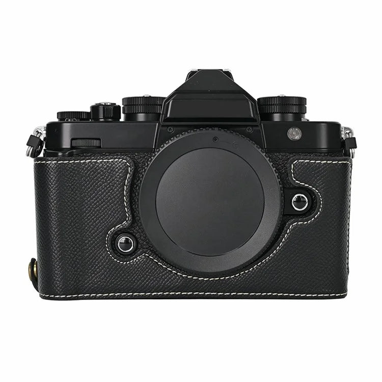 For Nikon Z f Battery Opening Design Palm Texture PU Leather Camera Cover Half Body Bottom Case