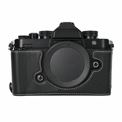 For Nikon Z f Battery Opening Design Palm Texture PU Leather Camera Cover Half Body Bottom Case