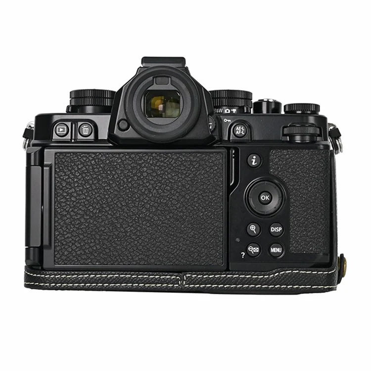 For Nikon Z f Battery Opening Design Palm Texture PU Leather Camera Cover Half Body Bottom Case