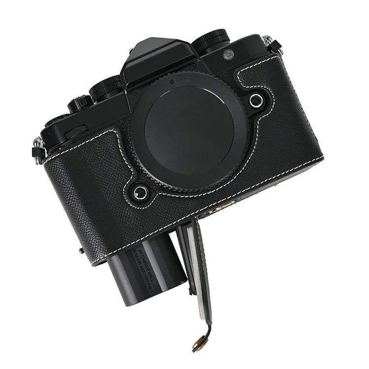For Nikon Z f Battery Opening Design Palm Texture PU Leather Camera Cover Half Body Bottom Case