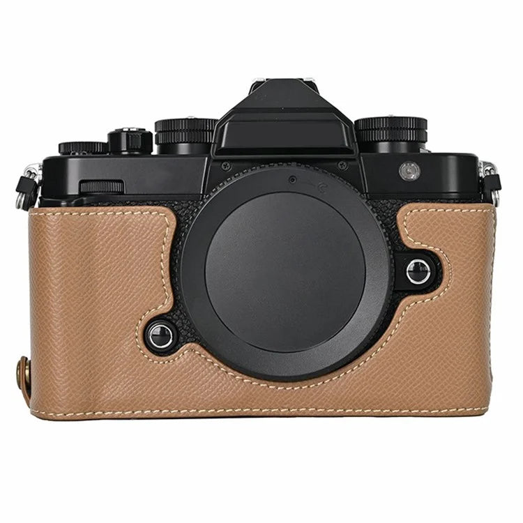 For Nikon Z f Battery Opening Design Palm Texture PU Leather Camera Cover Half Body Bottom Case