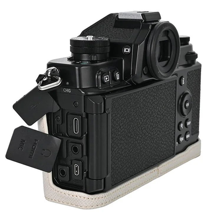 For Nikon Z f Battery Opening Design Palm Texture PU Leather Camera Cover Half Body Bottom Case