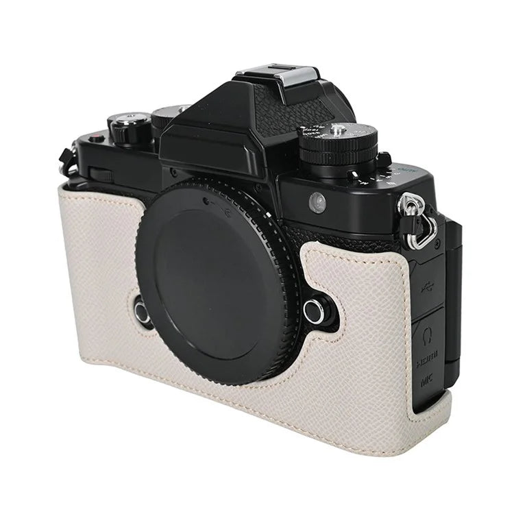 For Nikon Z f Battery Opening Design Palm Texture PU Leather Camera Cover Half Body Bottom Case