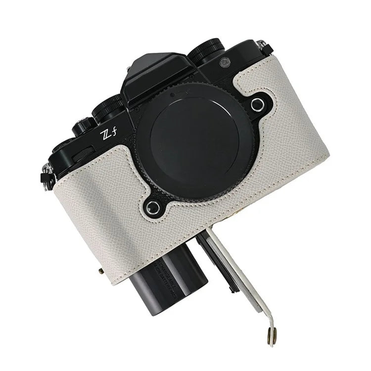 For Nikon Z f Battery Opening Design Palm Texture PU Leather Camera Cover Half Body Bottom Case