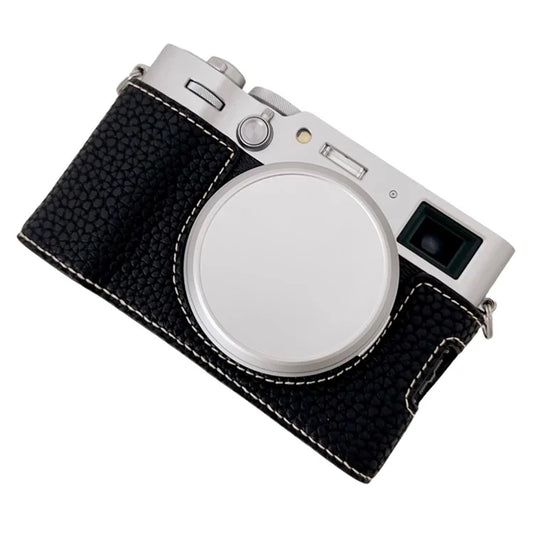 For Fujifilm X100VI Litchi Texture Leather Camera Bag Bottom Case Easy to Replace Battery