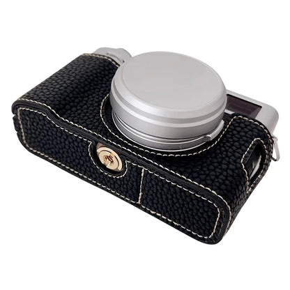 For Fujifilm X100VI Litchi Texture Leather Camera Bag Bottom Case Easy to Replace Battery