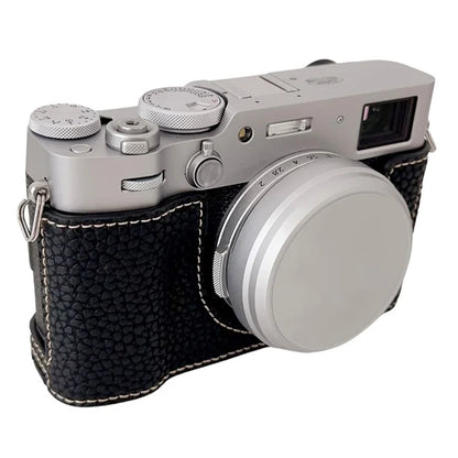 For Fujifilm X100VI Litchi Texture Leather Camera Bag Bottom Case Easy to Replace Battery