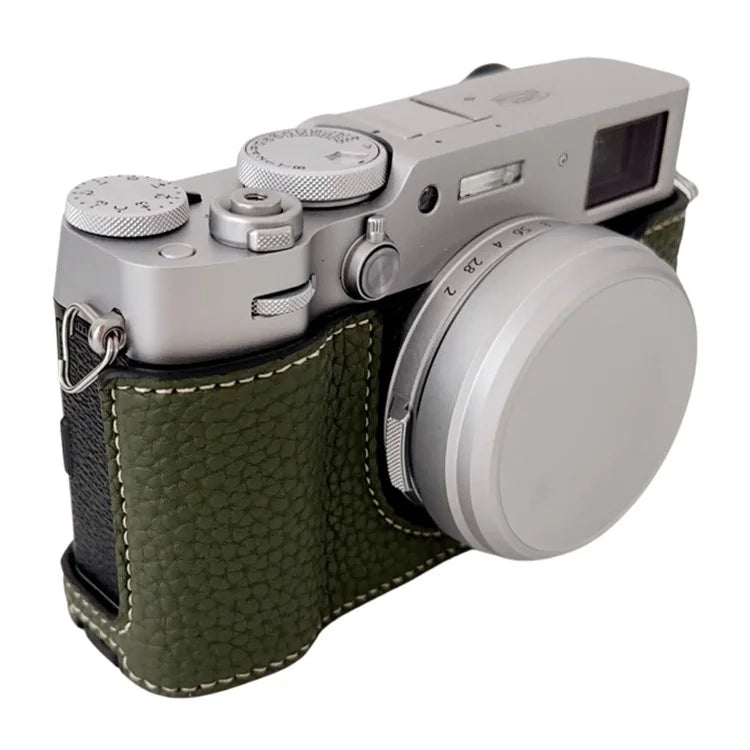 For Fujifilm X100VI Litchi Texture Leather Camera Bag Bottom Case Easy to Replace Battery