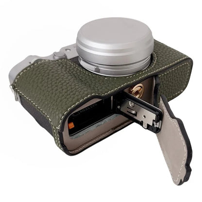 For Fujifilm X100VI Litchi Texture Leather Camera Bag Bottom Case Easy to Replace Battery