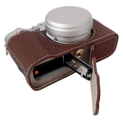 For Fujifilm X100VI Litchi Texture Leather Camera Bag Bottom Case Easy to Replace Battery