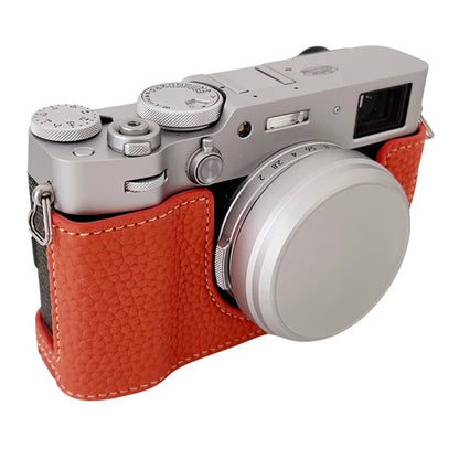 For Fujifilm X100VI Litchi Texture Leather Camera Bag Bottom Case Easy to Replace Battery