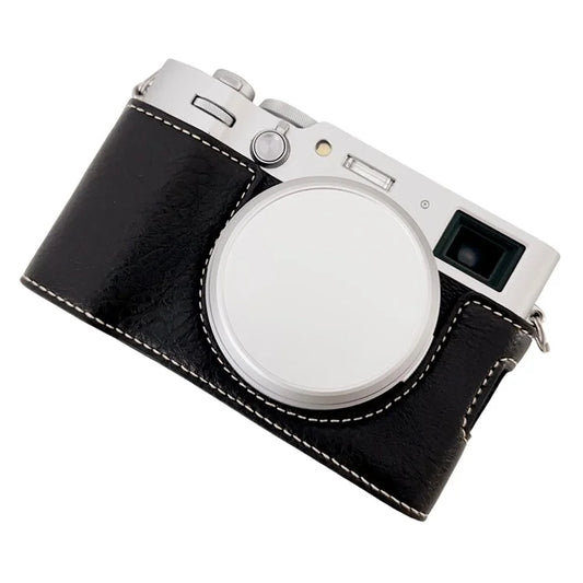 For Fujifilm X100VI Buffalo Texture Leather Camera Bag Bottom Case Easy to Replace Battery