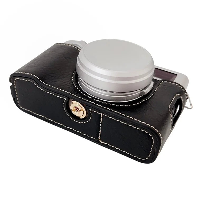 For Fujifilm X100VI Buffalo Texture Leather Camera Bag Bottom Case Easy to Replace Battery