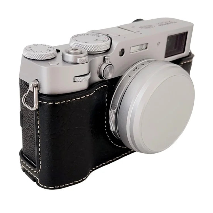 For Fujifilm X100VI Buffalo Texture Leather Camera Bag Bottom Case Easy to Replace Battery