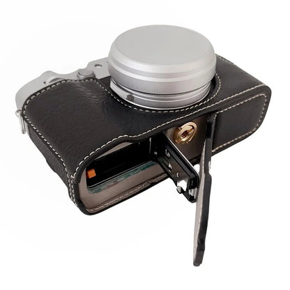 For Fujifilm X100VI Buffalo Texture Leather Camera Bag Bottom Case Easy to Replace Battery