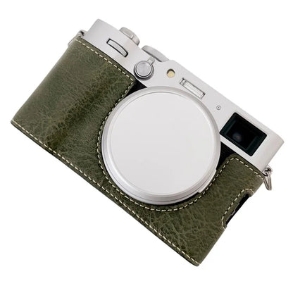 For Fujifilm X100VI Buffalo Texture Leather Camera Bag Bottom Case Easy to Replace Battery