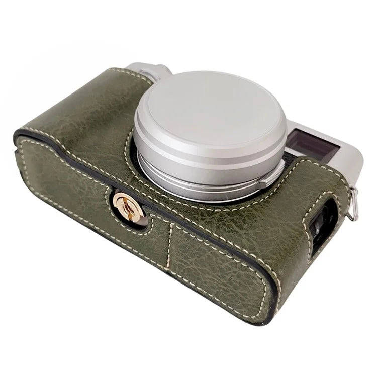 For Fujifilm X100VI Buffalo Texture Leather Camera Bag Bottom Case Easy to Replace Battery