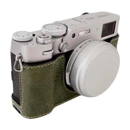 For Fujifilm X100VI Buffalo Texture Leather Camera Bag Bottom Case Easy to Replace Battery