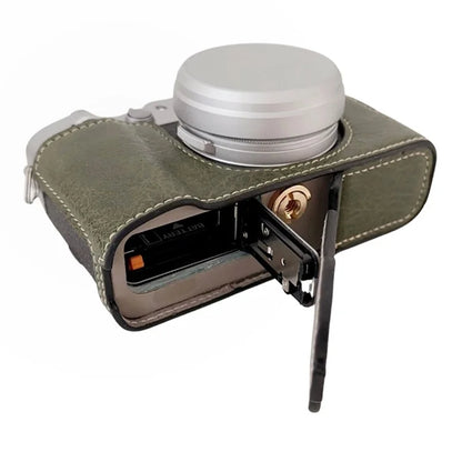 For Fujifilm X100VI Buffalo Texture Leather Camera Bag Bottom Case Easy to Replace Battery
