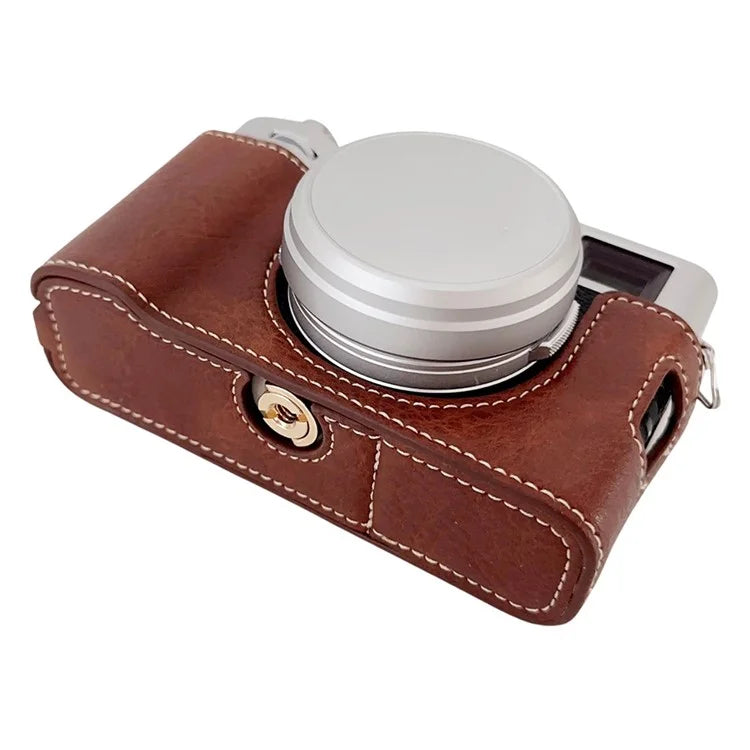 For Fujifilm X100VI Buffalo Texture Leather Camera Bag Bottom Case Easy to Replace Battery