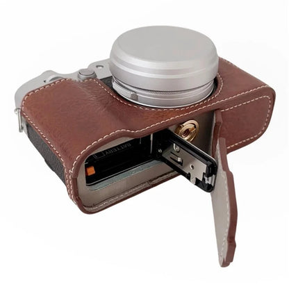 For Fujifilm X100VI Buffalo Texture Leather Camera Bag Bottom Case Easy to Replace Battery