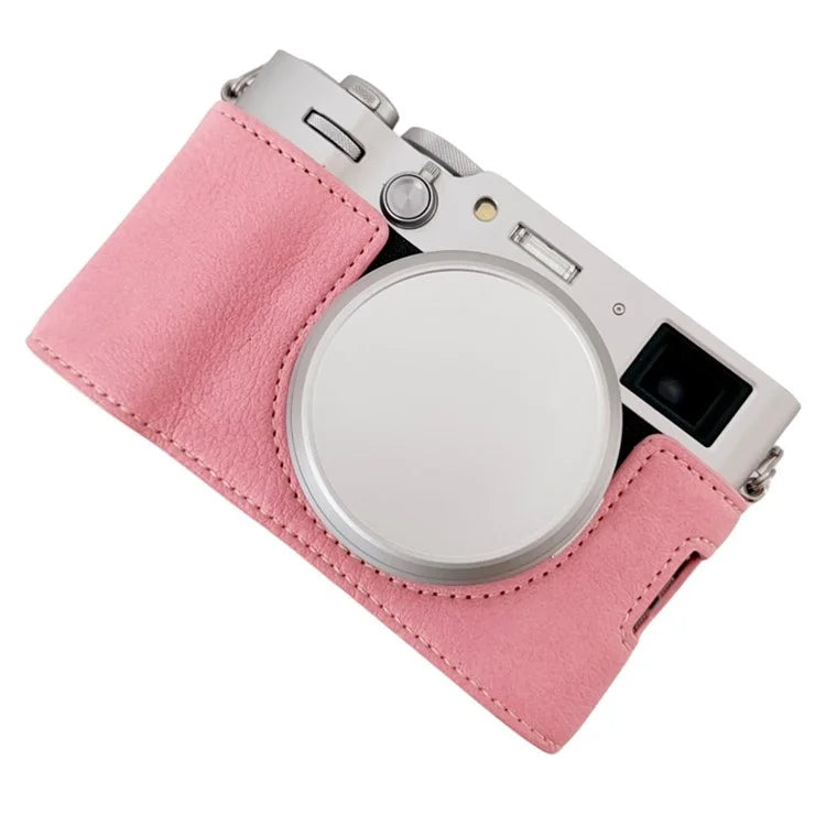 For Fujifilm X100VI Buffalo Texture Leather Camera Bag Bottom Case Easy to Replace Battery