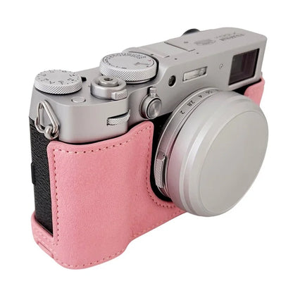 For Fujifilm X100VI Buffalo Texture Leather Camera Bag Bottom Case Easy to Replace Battery
