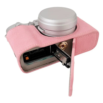 For Fujifilm X100VI Buffalo Texture Leather Camera Bag Bottom Case Easy to Replace Battery