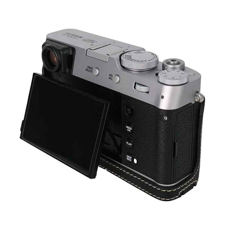 For Fujifilm X100VI Palm Texture Camera Bottom Case Easy to Replace Battery Leather Half Body Bag