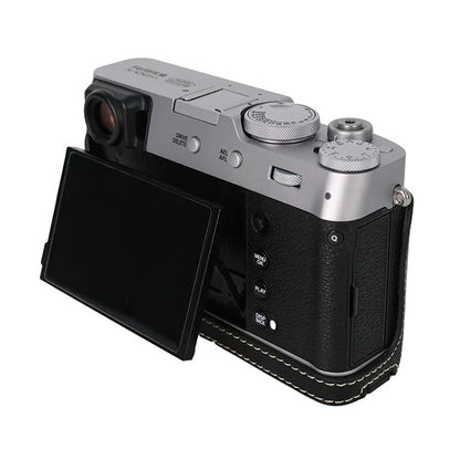 For Fujifilm X100VI Palm Texture Camera Bottom Case Easy to Replace Battery Leather Half Body Bag