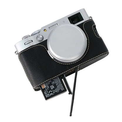For Fujifilm X100VI Palm Texture Camera Bottom Case Easy to Replace Battery Leather Half Body Bag