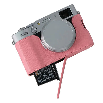 For Fujifilm X100VI Palm Texture Camera Bottom Case Easy to Replace Battery Leather Half Body Bag