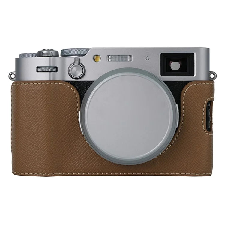 For Fujifilm X100VI Palm Texture Camera Bottom Case Easy to Replace Battery Leather Half Body Bag