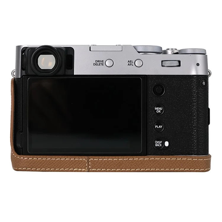For Fujifilm X100VI Palm Texture Camera Bottom Case Easy to Replace Battery Leather Half Body Bag
