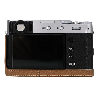 For Fujifilm X100VI Palm Texture Camera Bottom Case Easy to Replace Battery Leather Half Body Bag