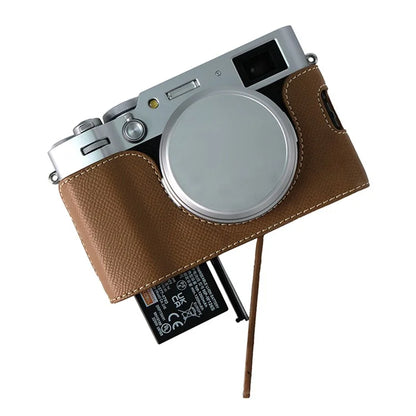 For Fujifilm X100VI Palm Texture Camera Bottom Case Easy to Replace Battery Leather Half Body Bag