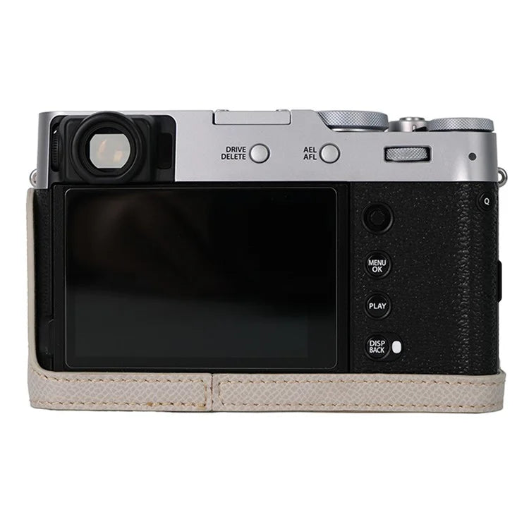 For Fujifilm X100VI Palm Texture Camera Bottom Case Easy to Replace Battery Leather Half Body Bag