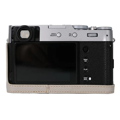 For Fujifilm X100VI Palm Texture Camera Bottom Case Easy to Replace Battery Leather Half Body Bag