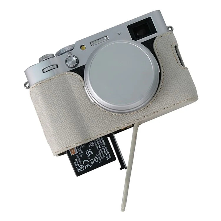 For Fujifilm X100VI Palm Texture Camera Bottom Case Easy to Replace Battery Leather Half Body Bag