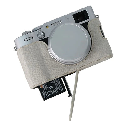 For Fujifilm X100VI Palm Texture Camera Bottom Case Easy to Replace Battery Leather Half Body Bag