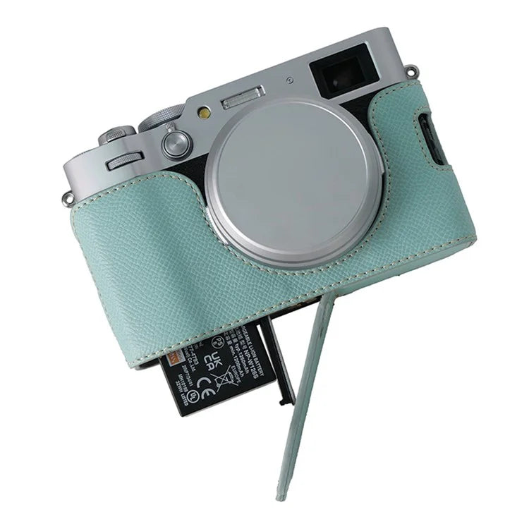 For Fujifilm X100VI Palm Texture Camera Bottom Case Easy to Replace Battery Leather Half Body Bag